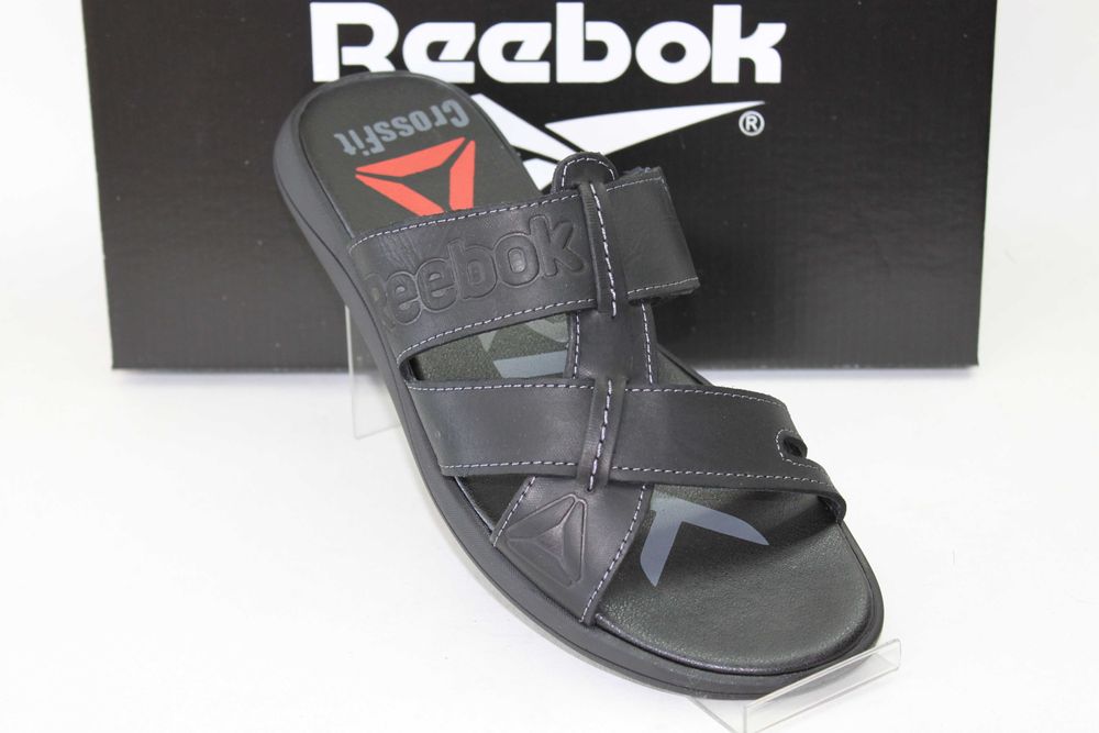 Reebok — кожаные сабо шлёпанцы шлепки ляпанці шльопанки (R-33черные)