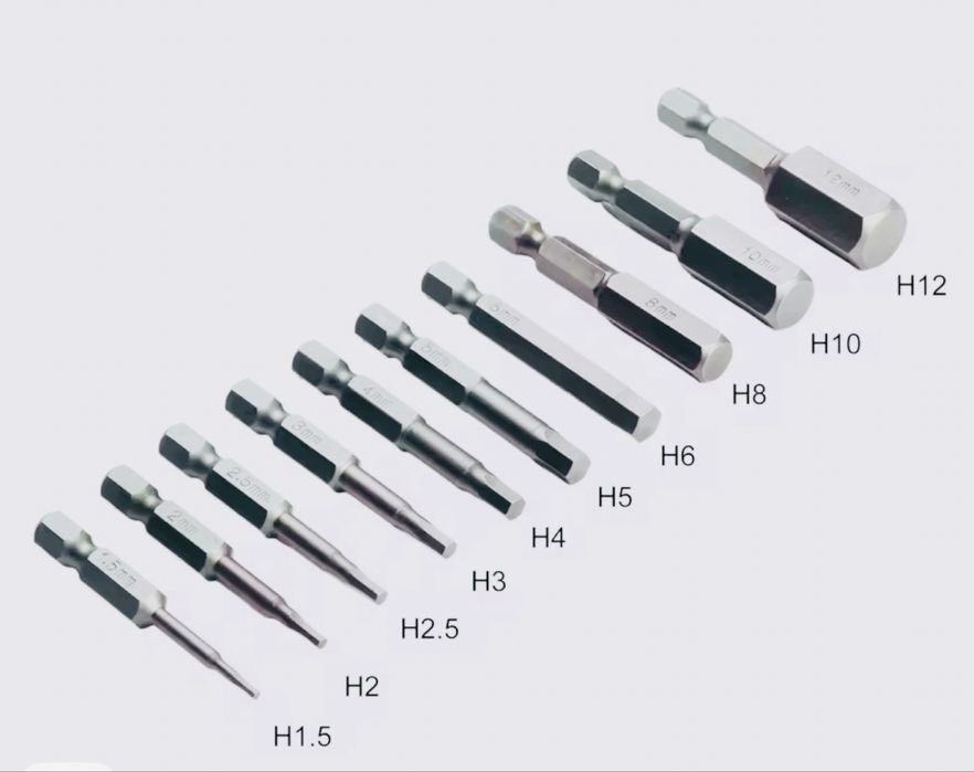 Набір 10 шт біт шестигранок нових з шестигранним хвостовиком 1/4,