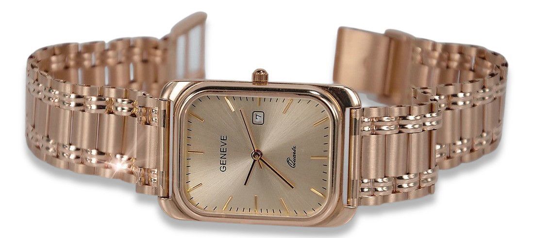 Męski zegarek z czerwonego złota 14k 585 Geneve mw001r&mbw009r Warszaw