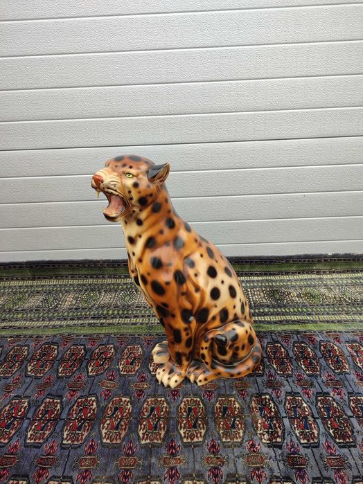 Ceramiczna Figura  Gepard  XXL - 60 CM - Ręcznie malowana - Lata 70