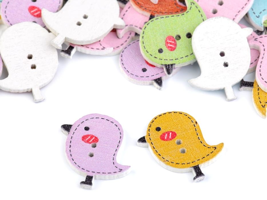 Guziki drewniane dziecięce ptaki (10szt). Import