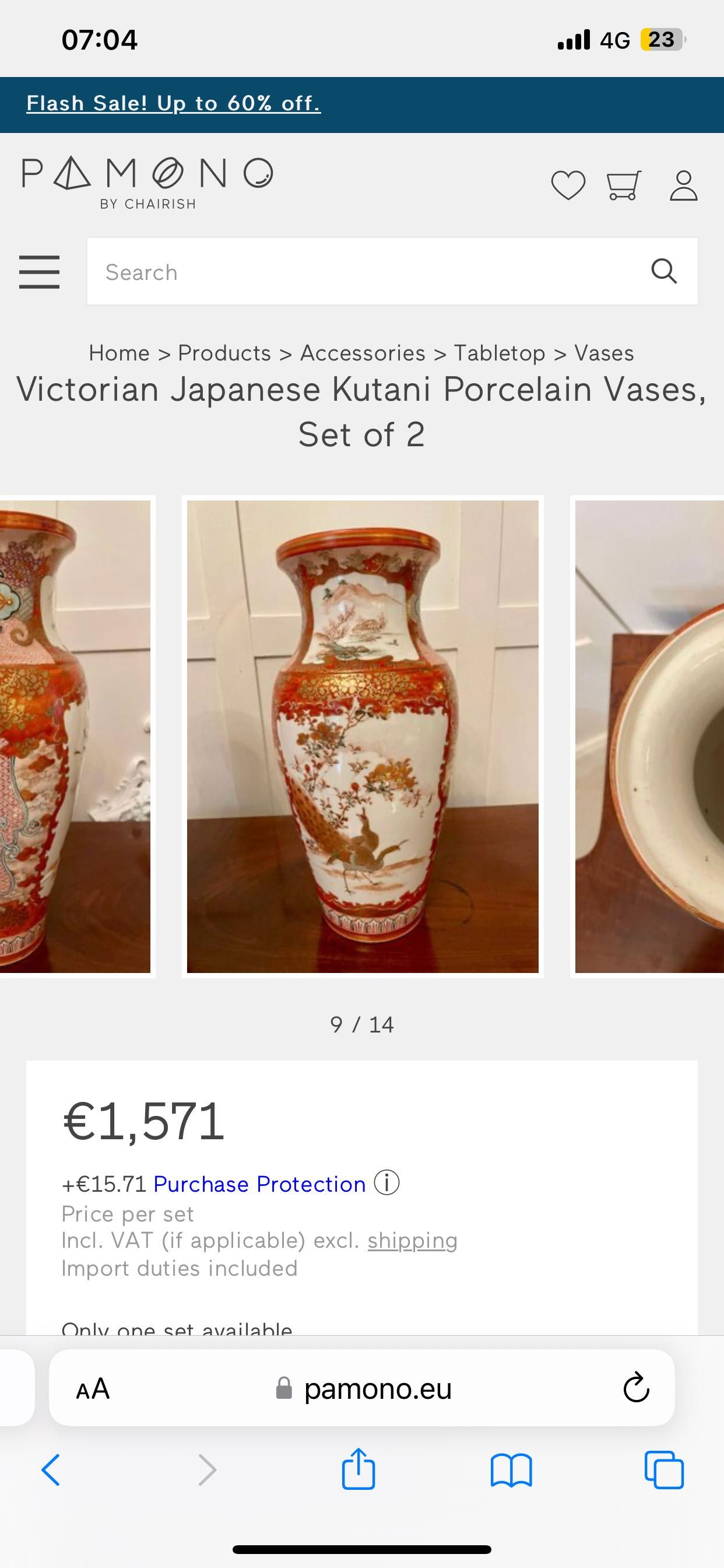 Jarras Cerâmica Japonesa Kutani Imari Séc XIX Assinadas 30,7 cm