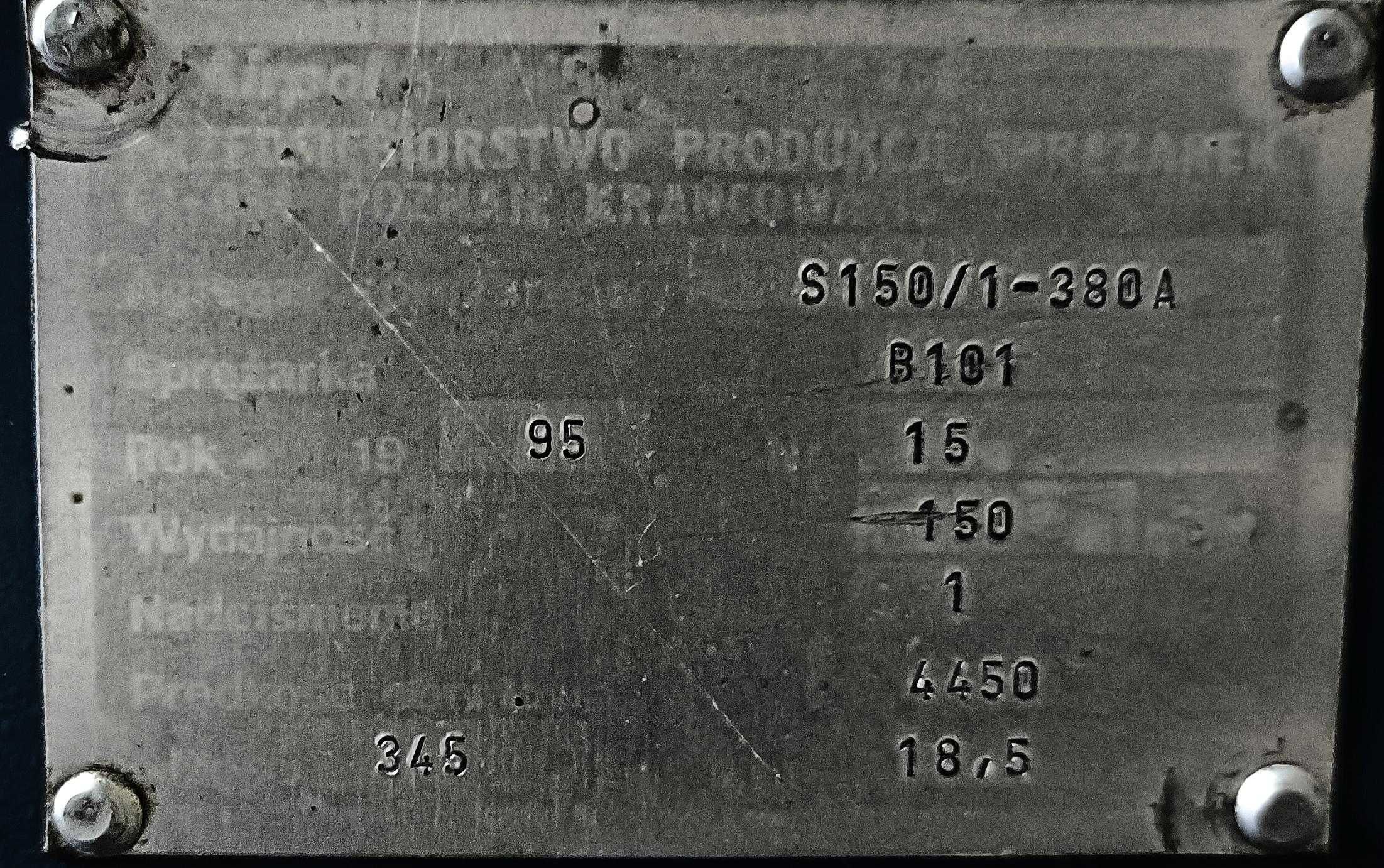 Sprężarka śrubowa Airpol S-150/1-380 18,5 kW, 10 bar