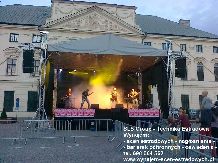 Wynajem scen, nagłośnienia, oświetlenia, barierek ochronnych
