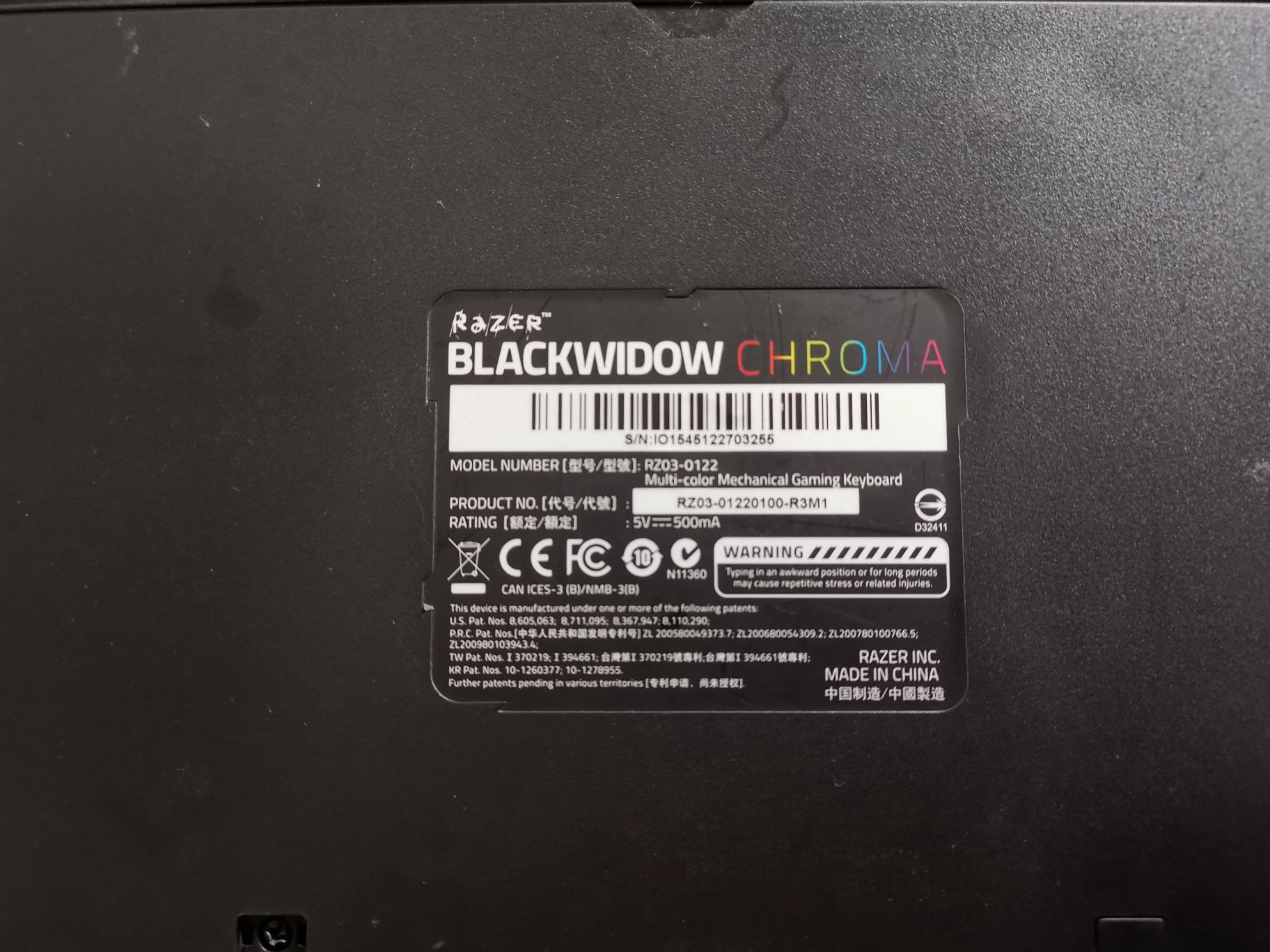 Klawiatura mechaniczna gamingowa Razer blackwidow chroma