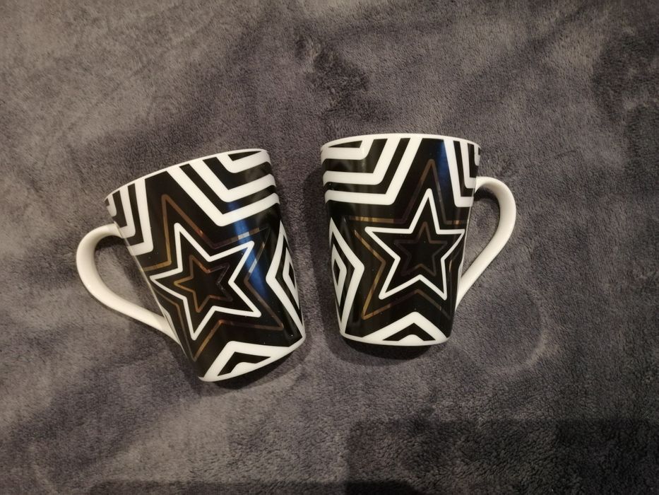 Kubki ceramiczne czarno białe,  2 szt