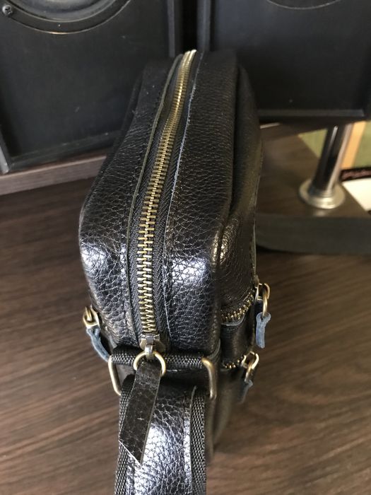 Мужская кожаная барсетка сумка из телячьей кожи