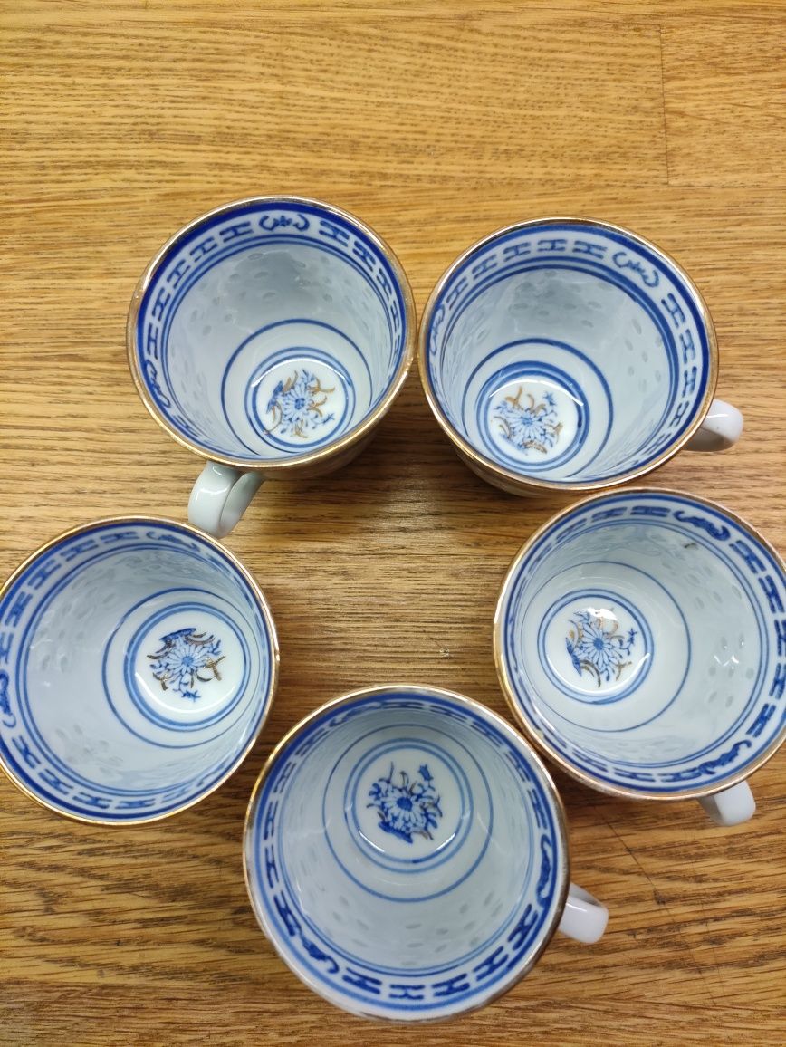 Porcelana chińska zestaw 5 filiżanek i talerzyków