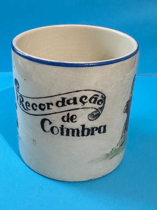 *** Sacavém - caneca em faiança antiga - Recordação de Coimbra