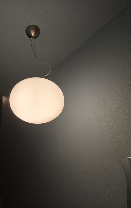 Lampa wisząca stal nierdzewna i szkło mleczne