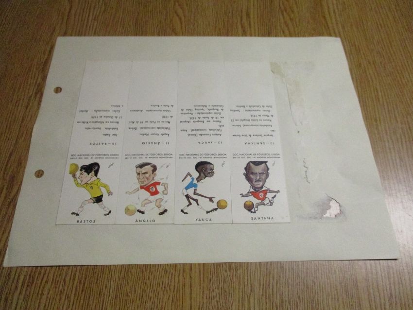 Carteiras antigas fósforos Futebol caricaturas desporto Cromos