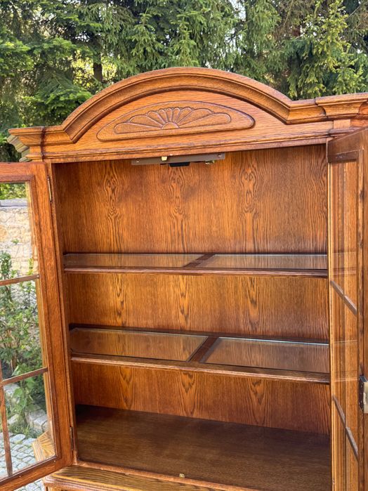 Kredens Witryna dębowa biblioteczka komoda z nadstawką 2002 r drewno