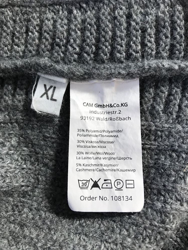 MAC sweter półgolf damski XL wełna kaszmir oversize