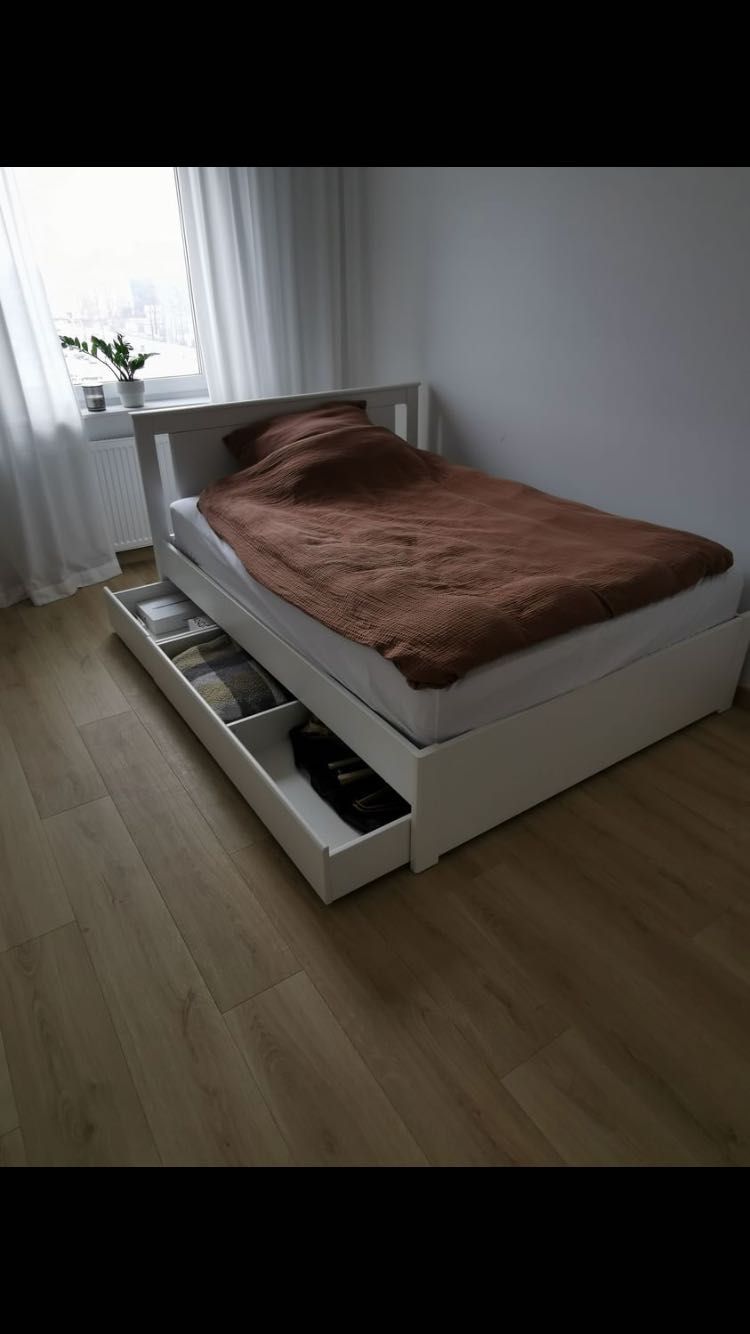 Ikea songesand łóżko 140 x 200 wraz z materacem białe stan idealny