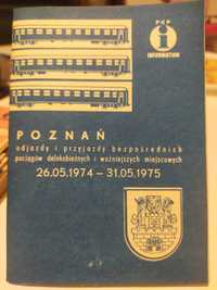 Kieszonkowy rozkład jazdy Poznań Gł. poc.dalekobieżne 1974-75