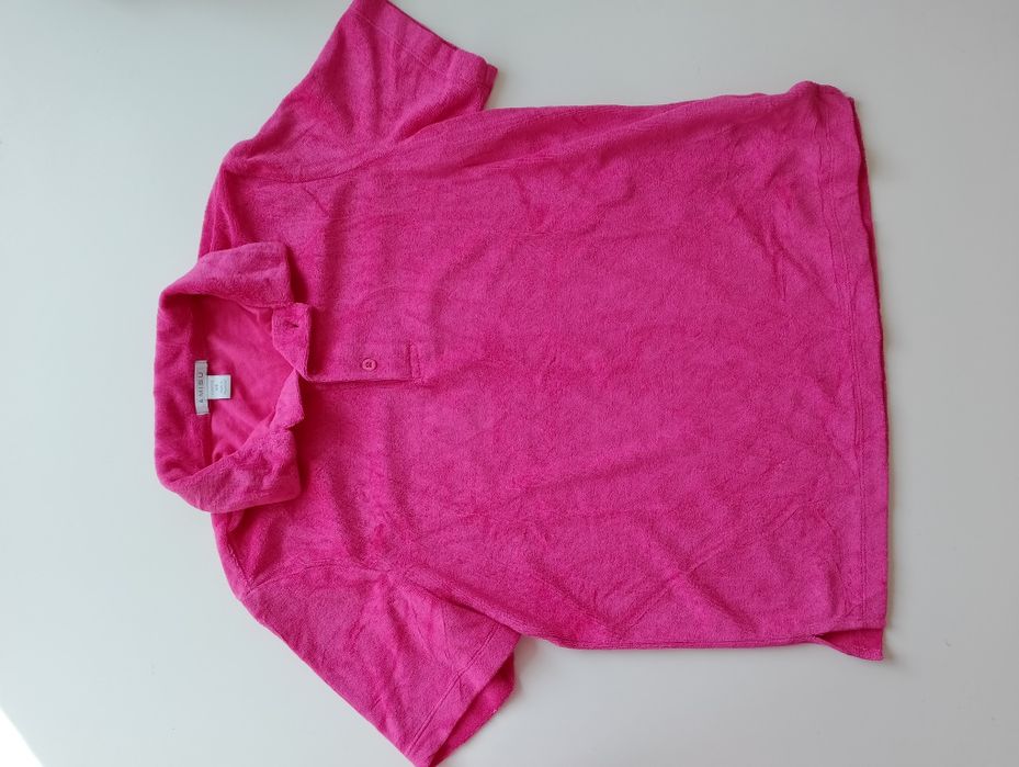 Koszulka polo z kołnierzykiem różowa frotte