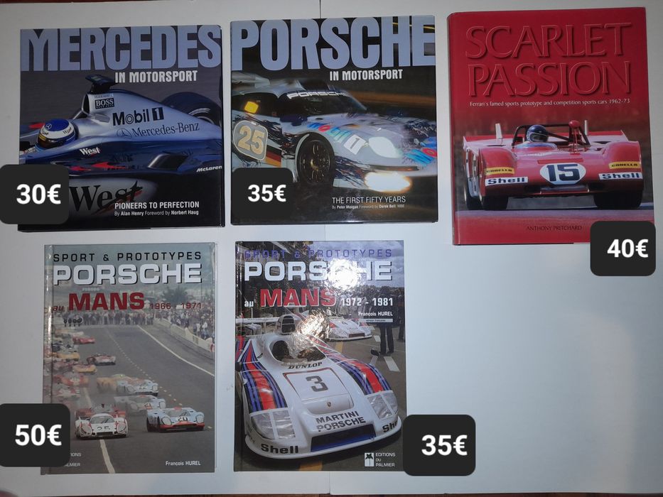 Livros de desporto automóvel Ferrari Mercedes Porsche Le Mans