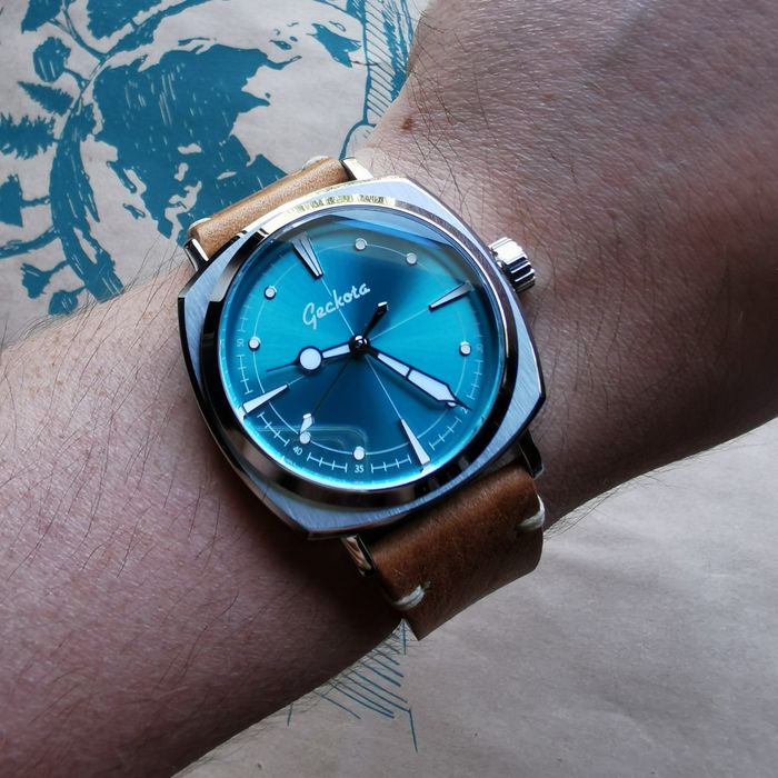 Zegarek Geckota Pioneer Mechanical Aqua Sunburst