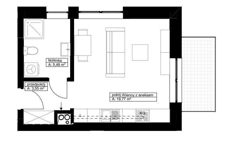 Mieszkanie 28.8m2 + kom. lok. 4.95m2 Rzeszów Rymanowska bezpośrednio