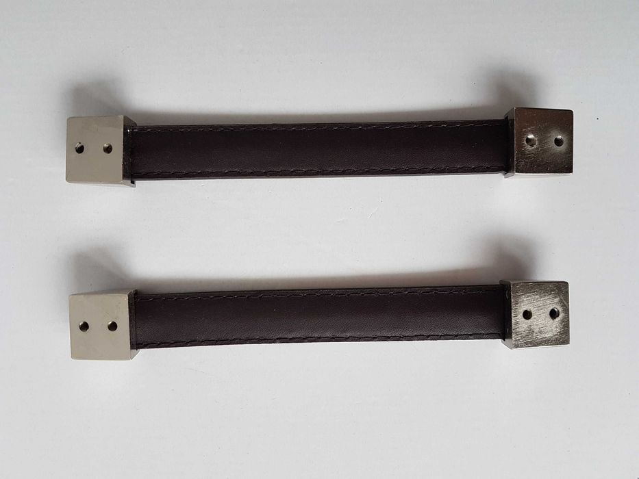 Nowy skórzany uchwyt meblowy rączka Kolor brąz Chrom x 2szt 18,5cm