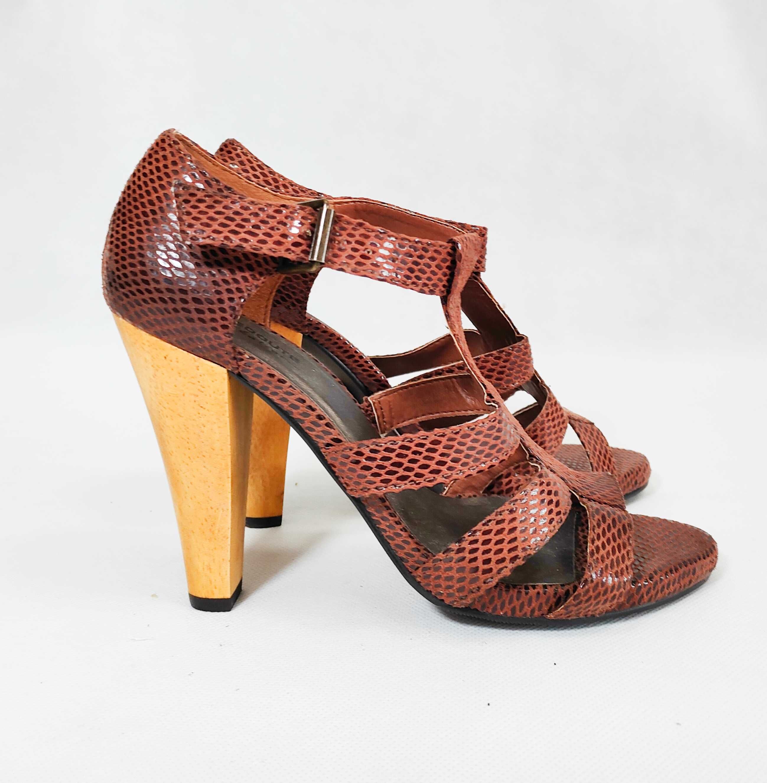 Sandały wysokie z zakrytą piętą brązowe LA REDOUTE 38 24,5cm BD0080B