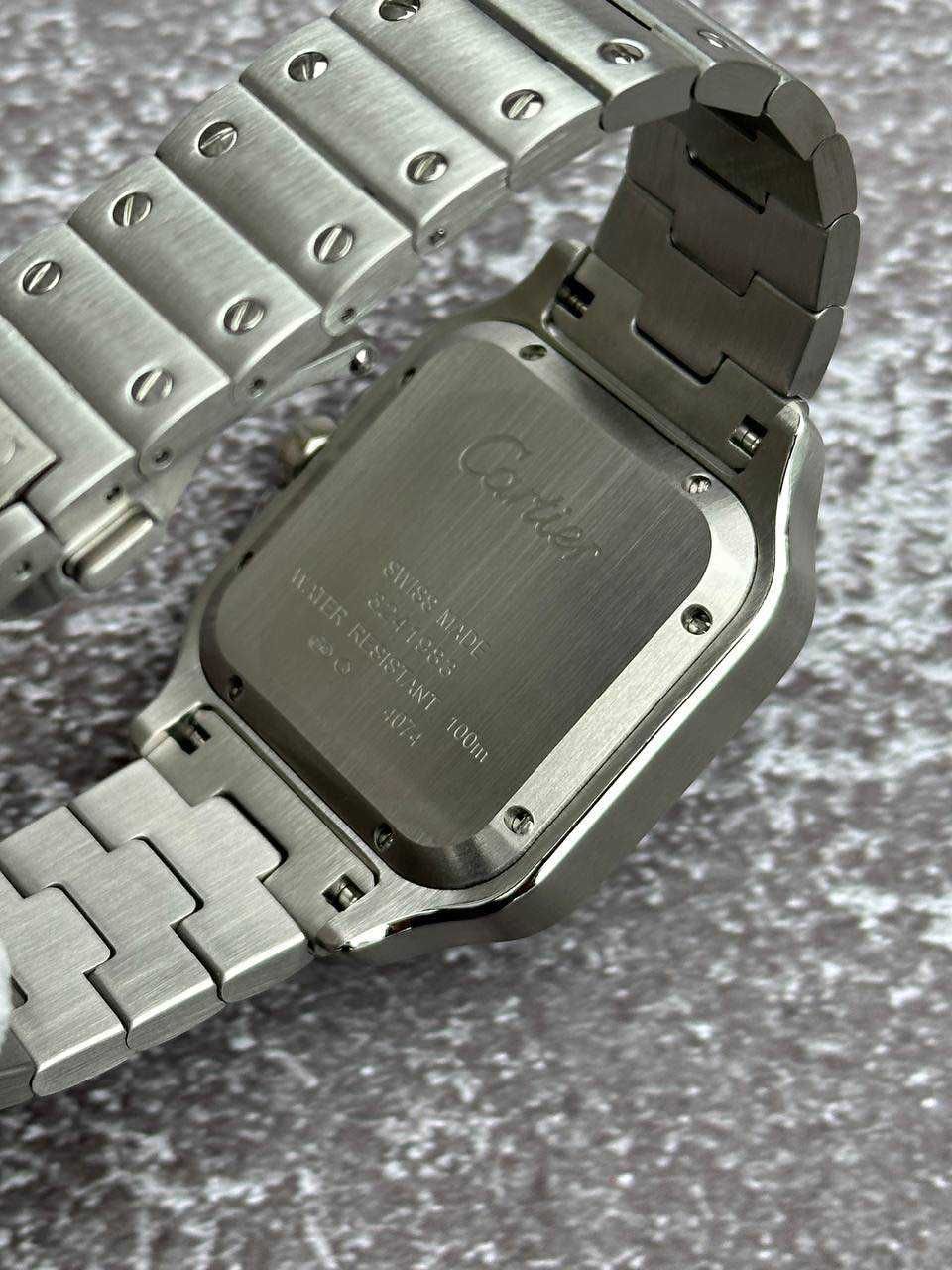 Швейцарские часы Cartier Santos Silver-Blue Classic. Топ качество
