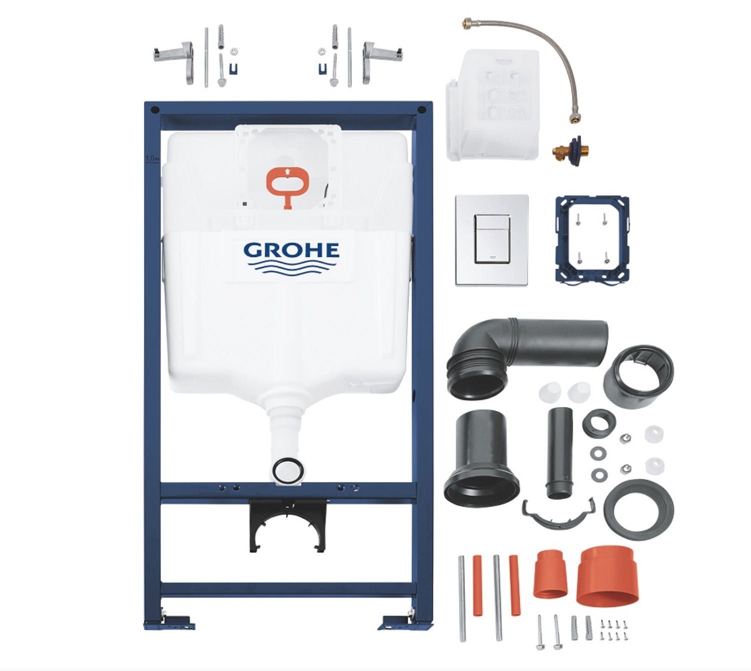 Grohe Немецкая инсталляция с перемычкой+кнопка+крепление (38772001)