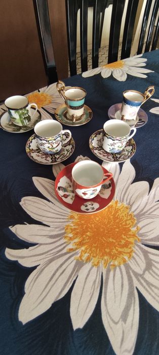 Conjunto de 6 chávenas com pires porcelana chinesa