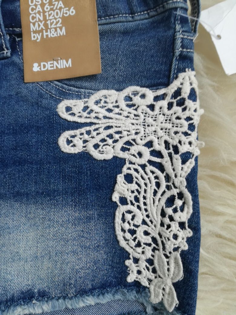 Spodenki krótkie jeansowe h&m 122