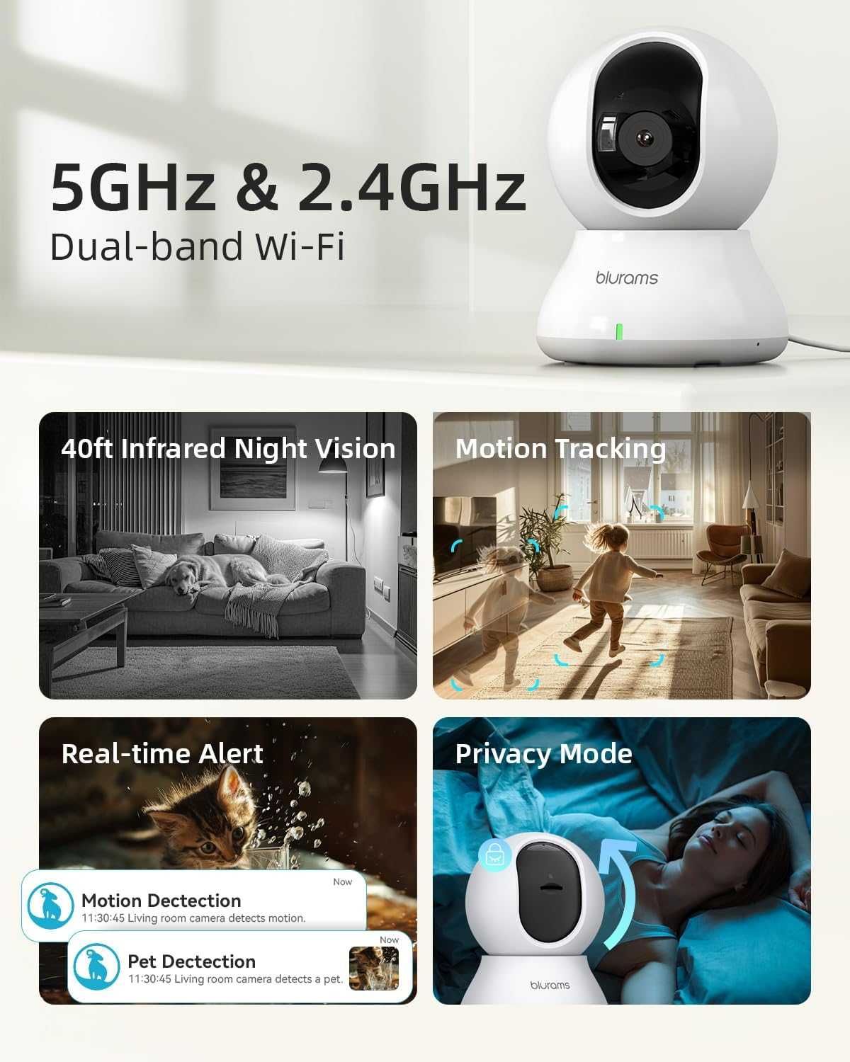 Blurams  Done nexa Kamera do monitoringu wewnętrznego, 2K, 360° R2
