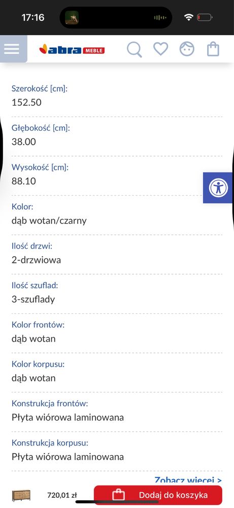 Komoda Palmer E Dąb Wotan/Czarny jak nowa abra