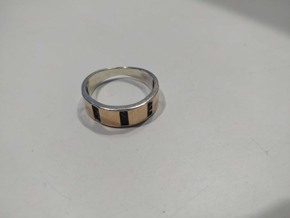 Кольцо серебро 925 золото 375 проба