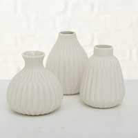 Zestaw 3 wazonów porcelana biała