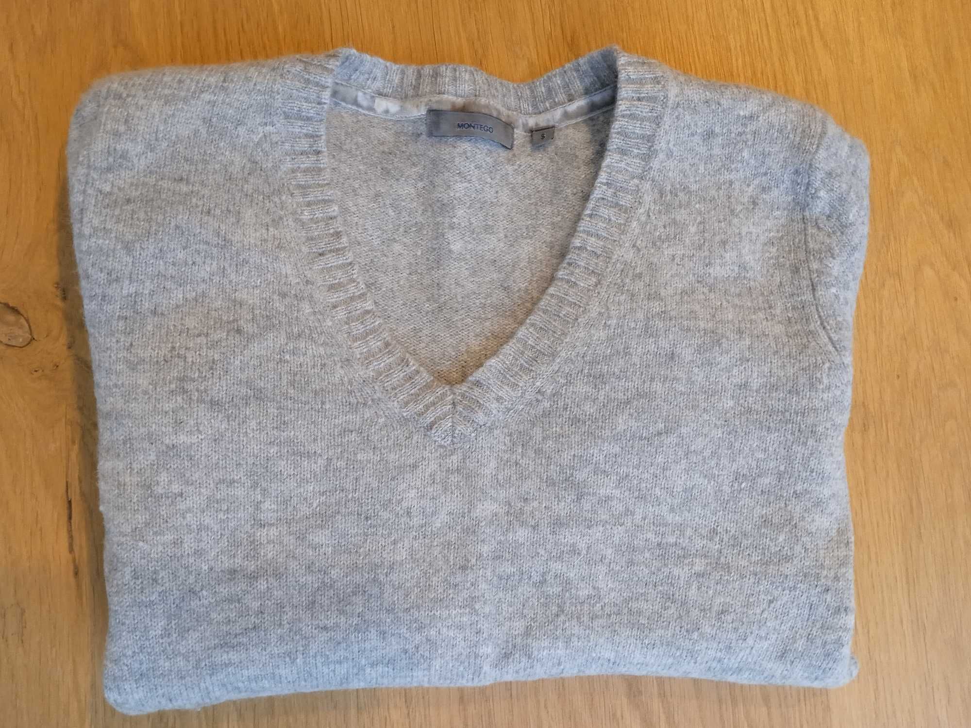 Sweter wełniany S Montego szary melanż