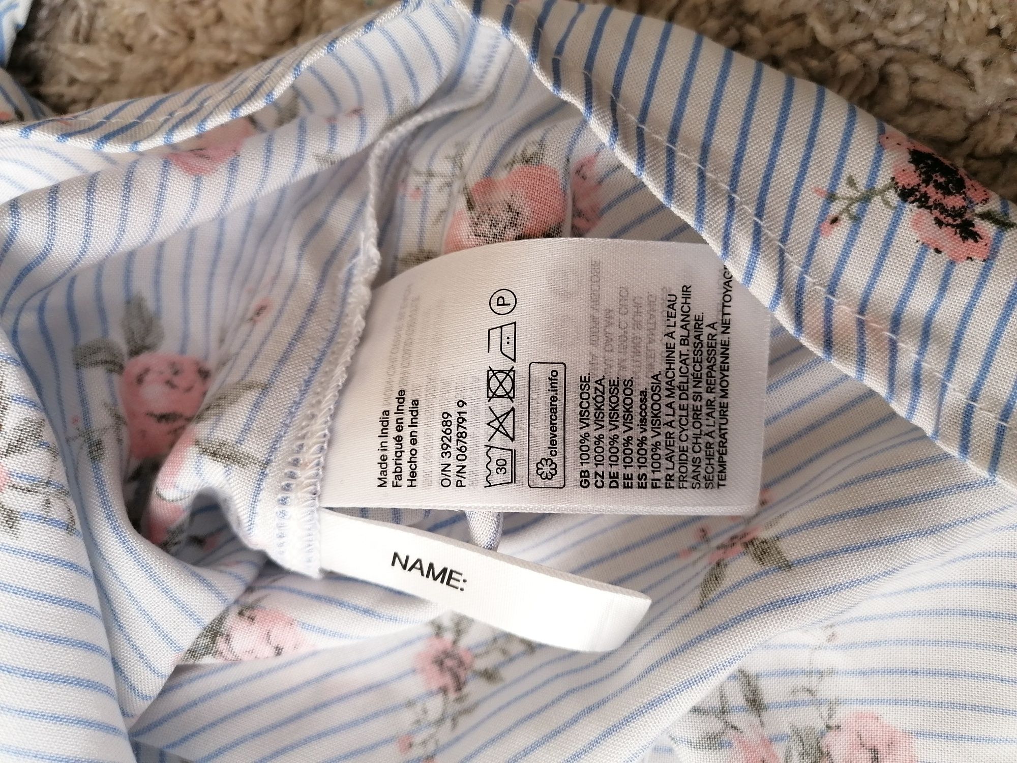 Bluzka hiszpanka H&M w paski i kwiaty 158cm 12-13 lat 100% wiskoza