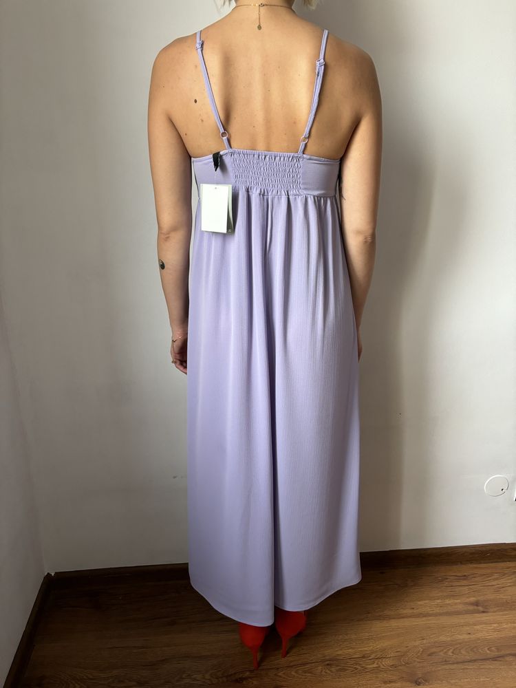 Fioletowa sukienka 7/8 na cienkich ramiączkach, nowa! H&M, rozm. S