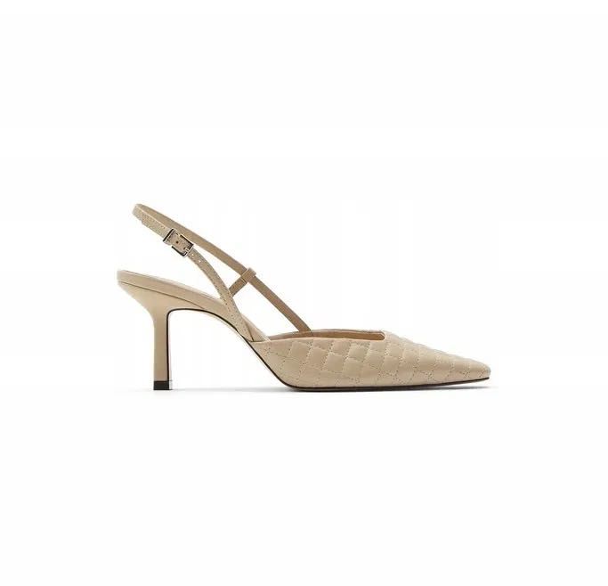 ZARA nowe beżowe skórzane buty na obcasie pikowane basic  old money 37