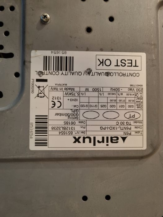 Placa Fogão Gás e Electricidade