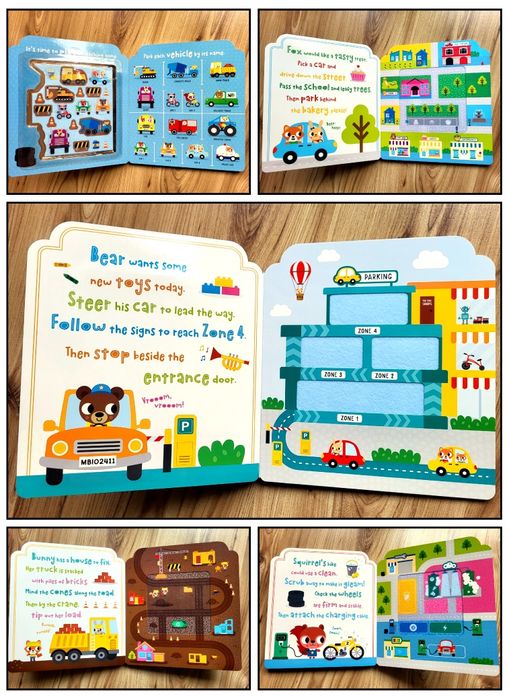 My Play Garage książeczka sensoryczna filc po angielsku