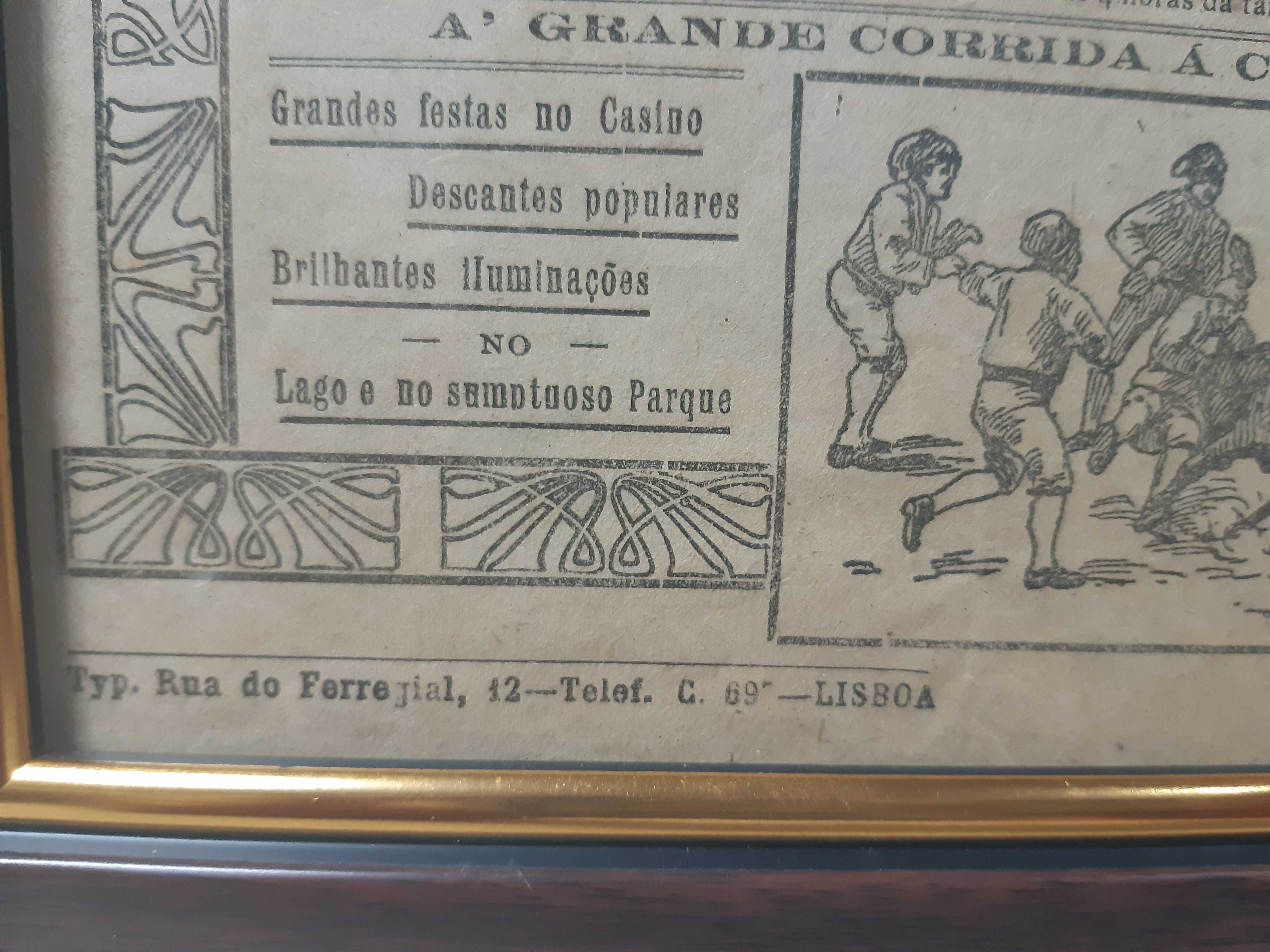 Cartaz em papel Praca de Touros da Curia 1924.