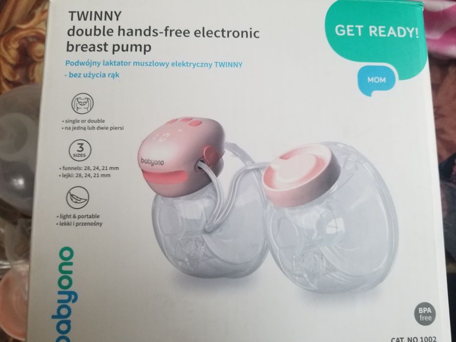 Twinny laktator podwójny muszlowy babyono + nowe zaworki i membrany