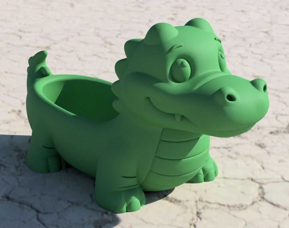 Vaso/Suporte Crocodilo Fofo 3D | Decoração Animada Selva