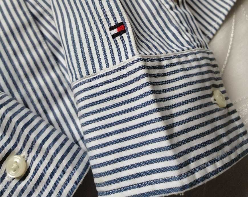 Tommy Hilfiger Oryginał Logo Haft Bawełna koszula niebieska S/M S