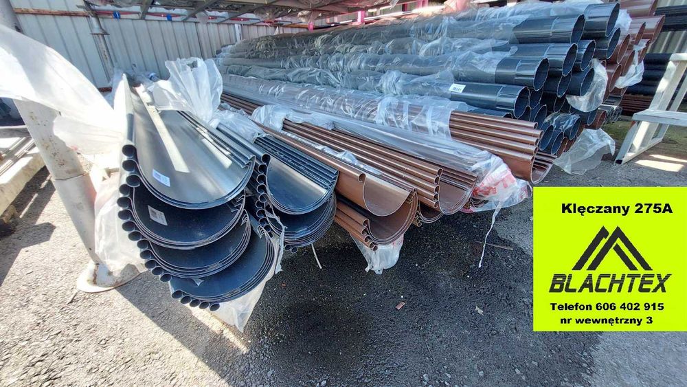 Rynny METAL od ręki brąz i grafit FI125 Blachtex Klęczany Rynna Rura