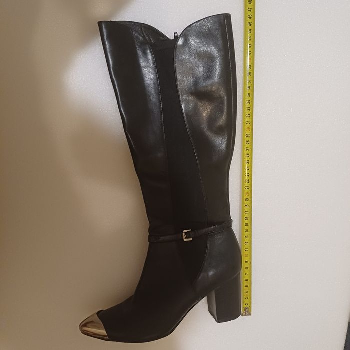 Buty, kozaki skórzane,  39 , szeroka łydka okazja