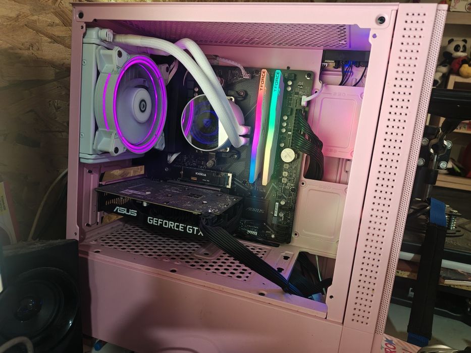 PC gamer cor de rosa water cooling