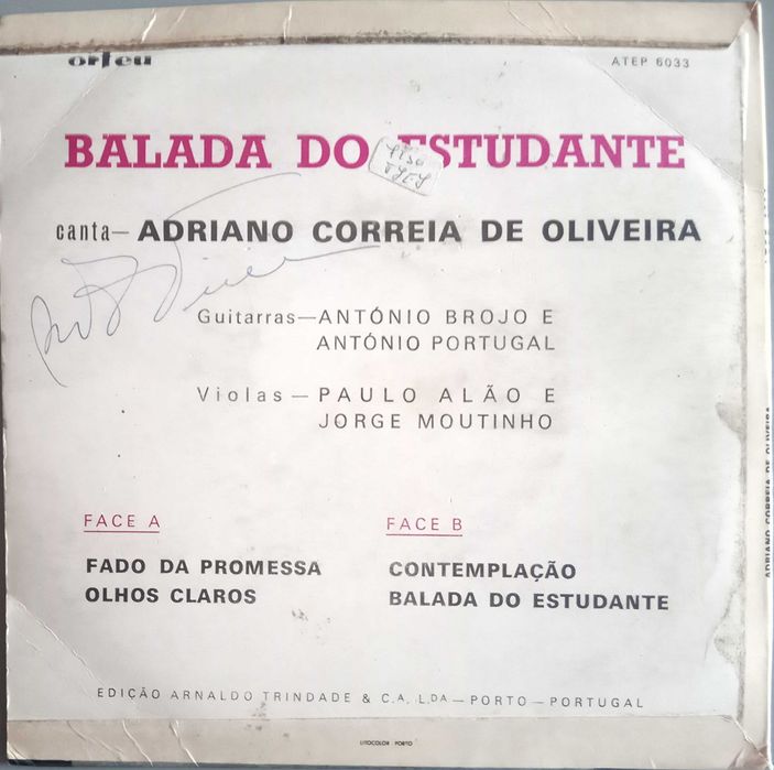 Adriano Correia de Oliveira - - - - - Balada do Estudante - - - - - EP