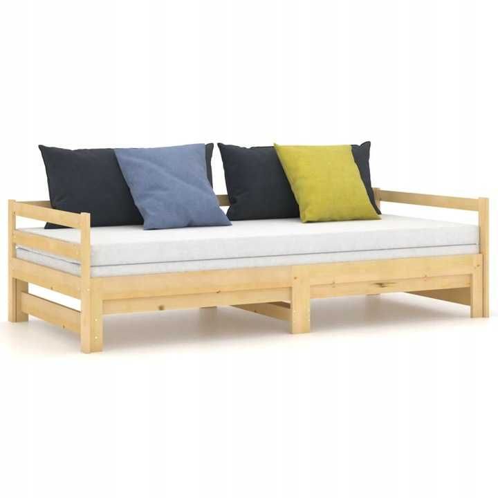 Łóżko wysuwane lite drewno sosnowe VidaXL kolor naturalny 2x(90x200cm)
