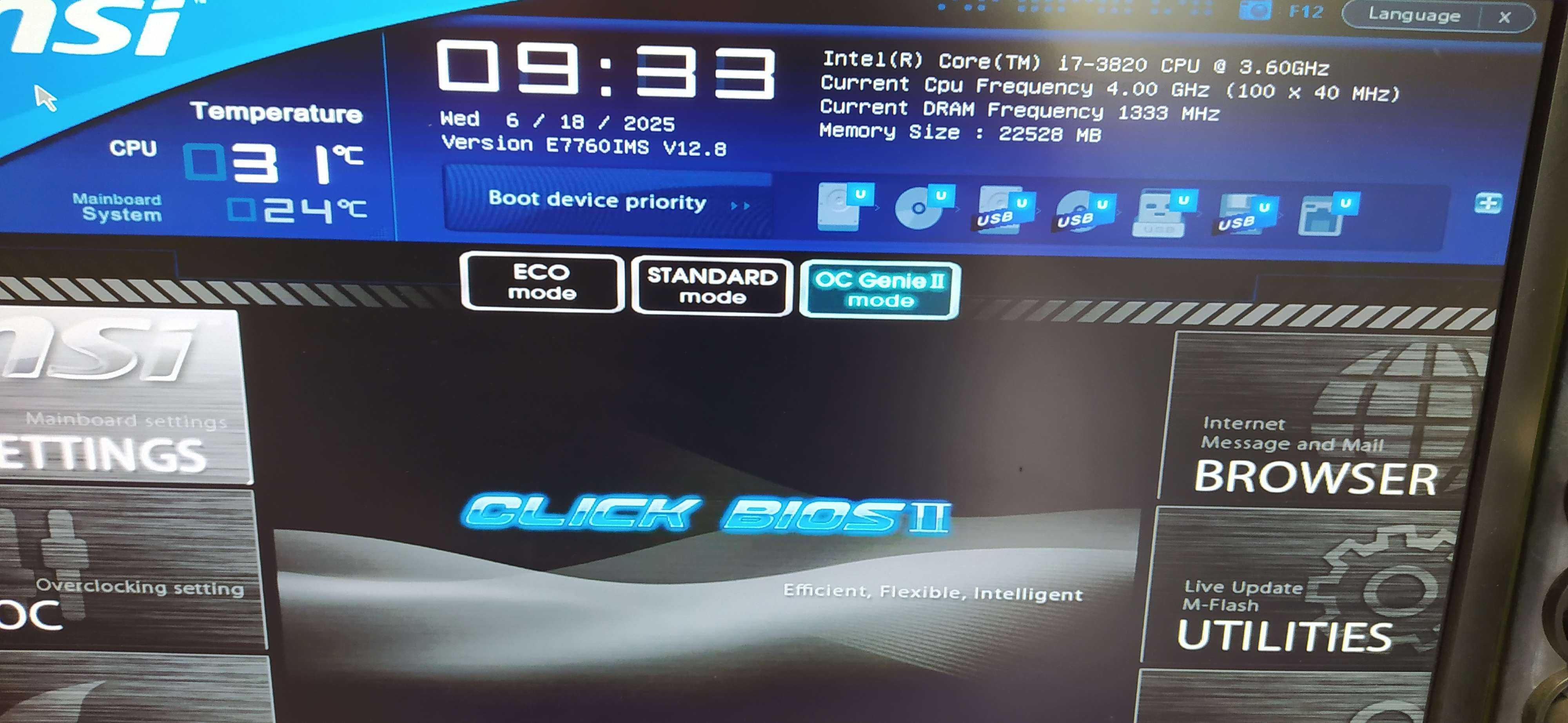 Pł Główna MB MSI X79A-GD45 CPU i7-3820 VGA MSI R9 285 2GB VGA 22GB RAM