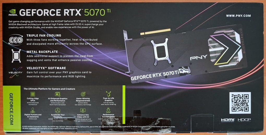 PNY GeForce RTX 5070 Ti EPIC-X RGB Overclocked Triple Fan Plus